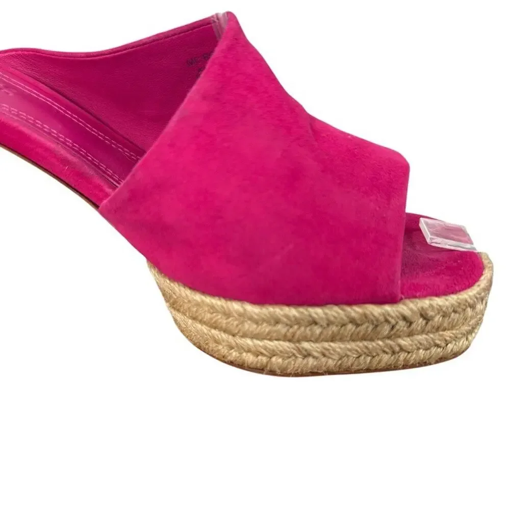 Mercedes Castillo Rocio All Leather Espadrille High Heel Sandals Pink Shoes sz 6